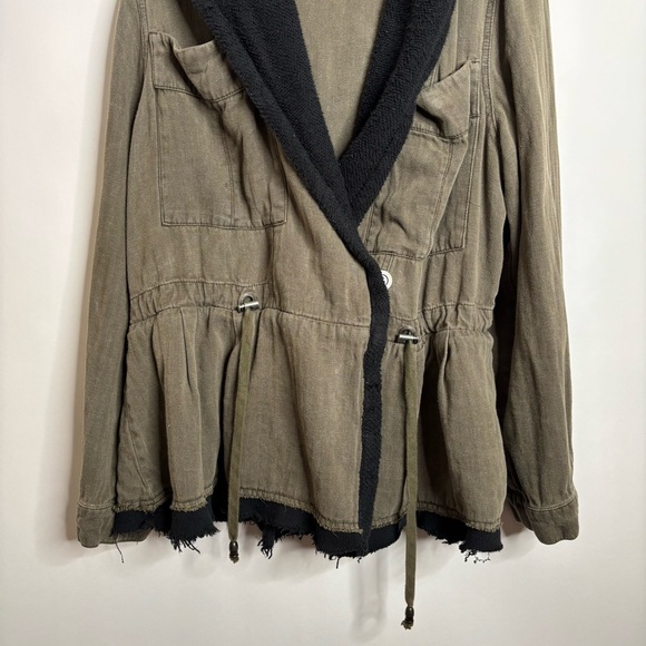 Free People Soft Peplum Hooded Military Army Green Cargo Jacket size Large - Picture 4 of 15